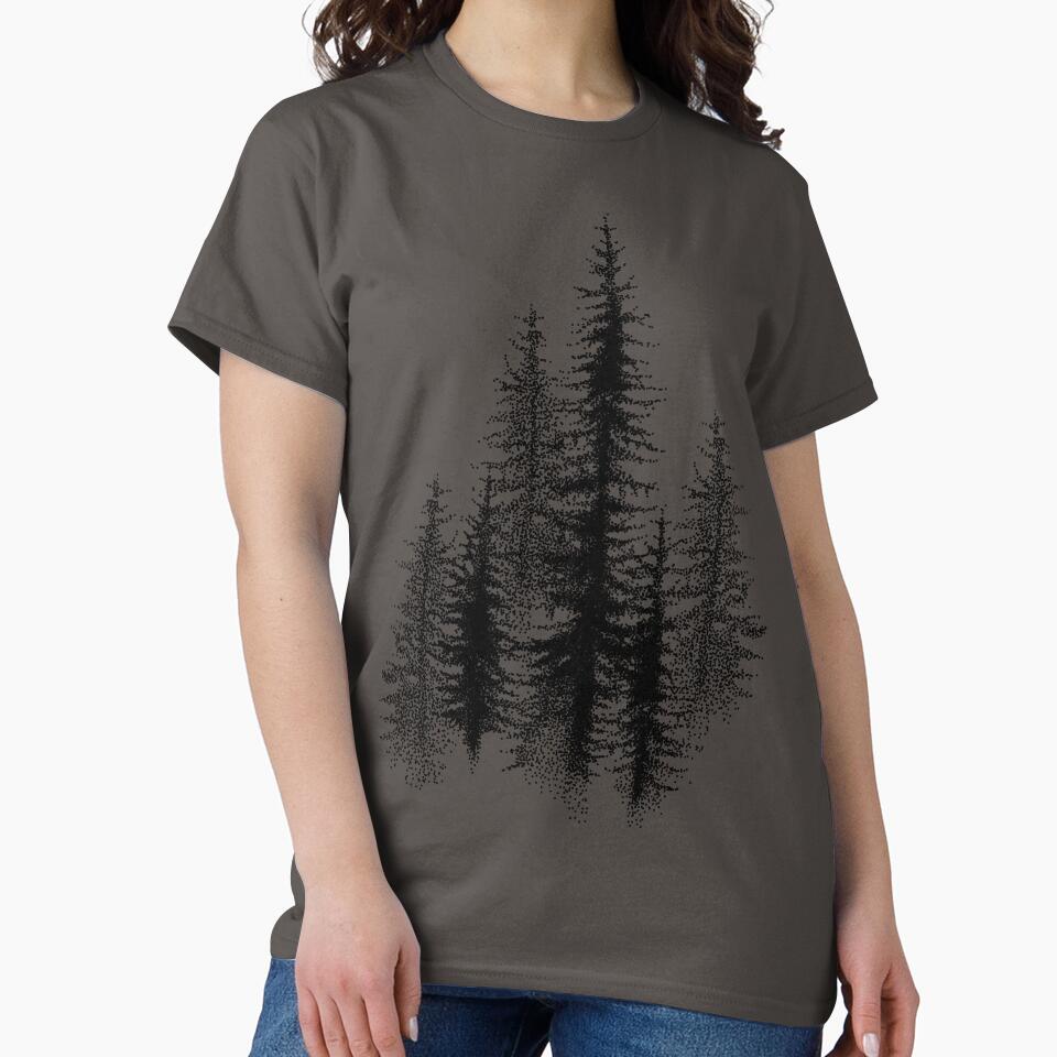 Dotwork black scandinavian forest. by Bokasana - Adult & Kids T-Shirts, Sweatshirts & Hoodies apparel design preview 2