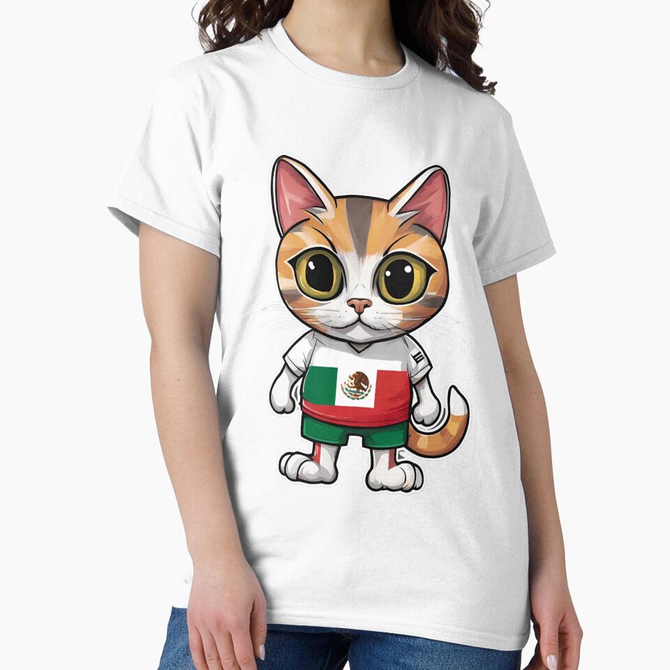 MEXICO Sports Team: a Cat wearing colours of Mexican - Adult & Kids T-Shirts, Sweatshirts & Hoodies apparel design preview 2