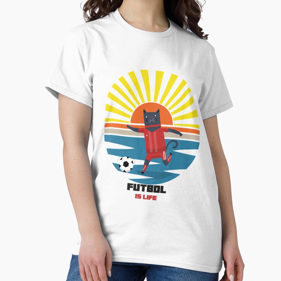 Futbol Is Life Cat Soccer Star by rosabelarjasmin - Adult & Kids T-Shirts, Sweatshirts & Hoodies apparel design preview 2