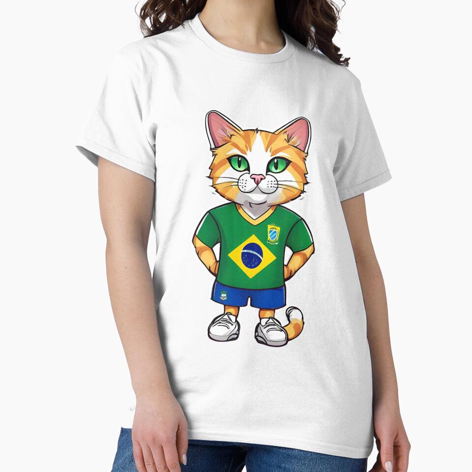 BRAZIL Sports Team: a Cat wearing colours of - Adult & Kids T-Shirts, Sweatshirts & Hoodies apparel design preview 2