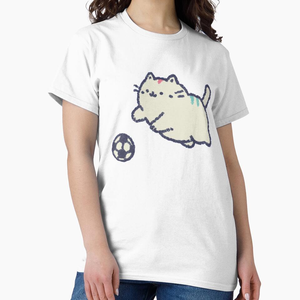 Soccer Football Cat, chubby crayon-style kawaii - Adult & Kids T-Shirts, Sweatshirts & Hoodies apparel design preview 2
