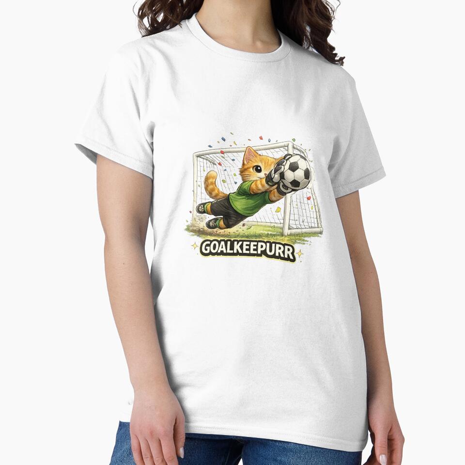 Goalkeepurr Funny Soccer Cat by RetroPop23 - Adult & Kids T-Shirts, Sweatshirts & Hoodies apparel design preview 2