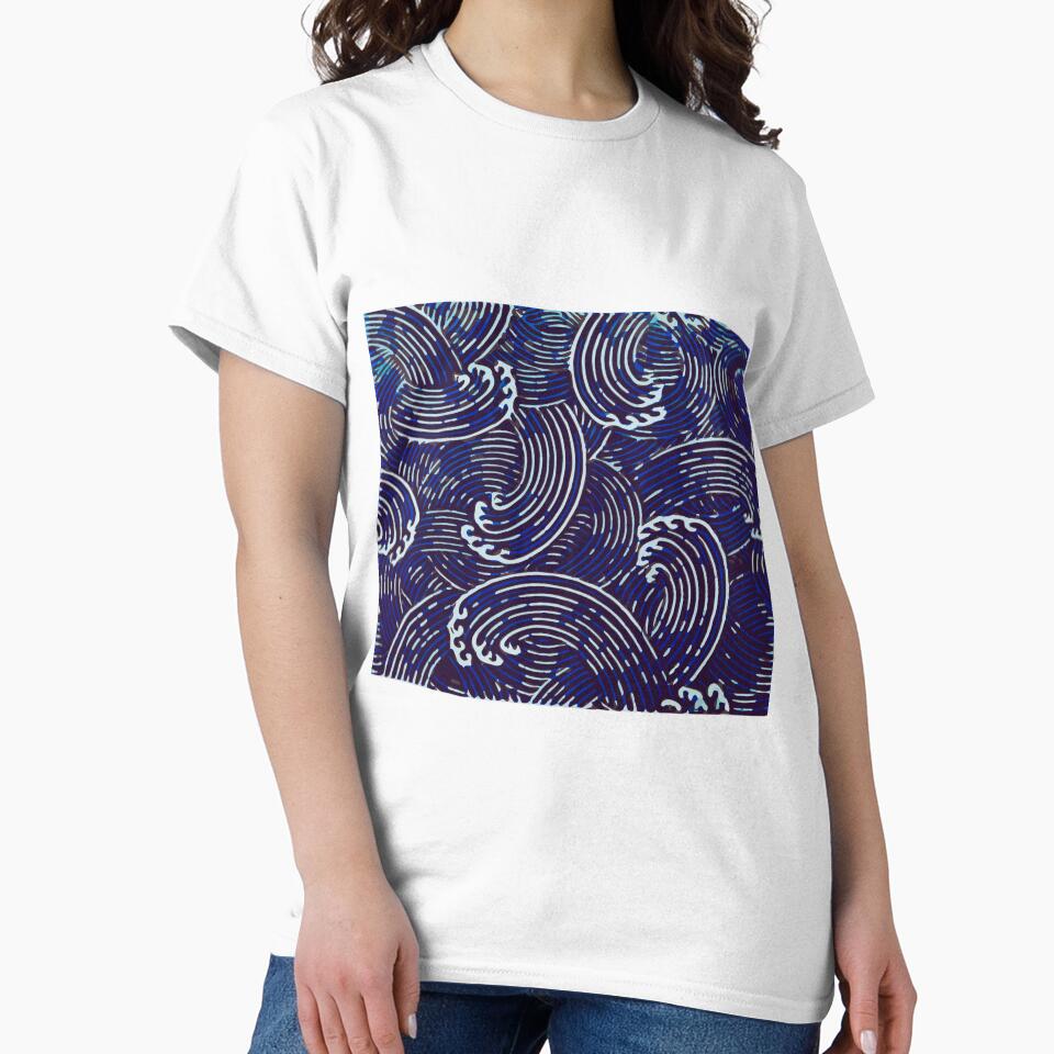 BLUE WAVES by PTRNRecognition - Adult & Kids T-Shirts, Sweatshirts & Hoodies apparel design preview 2