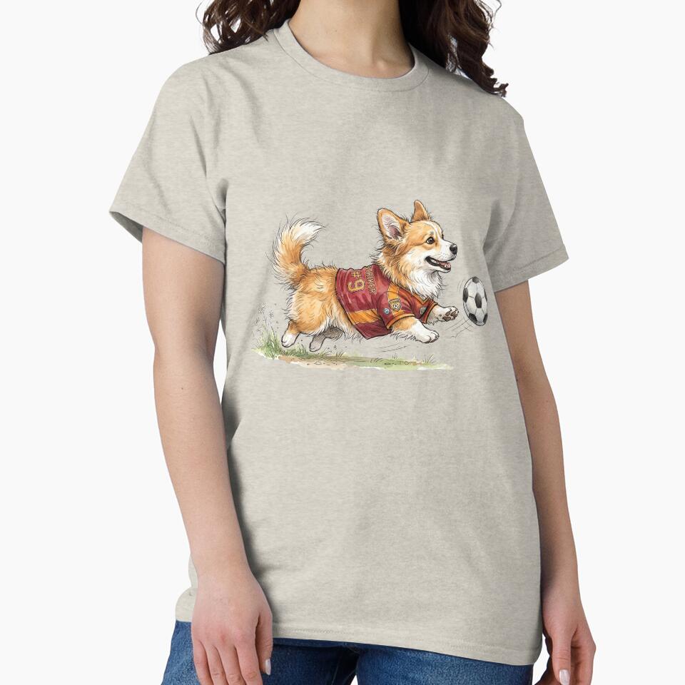 Cute Watercolor Corgi Puppy Soccer Player Number 9 Jersey by BreezifyDesignStudio sports jersey product view 2