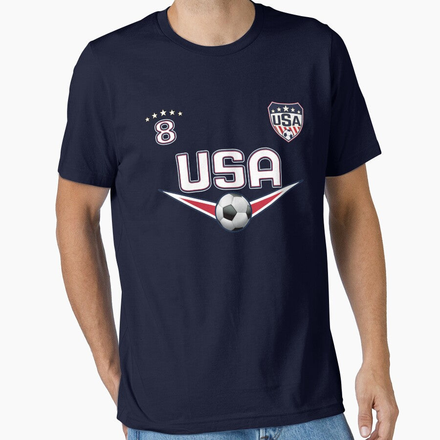 USA Soccer T shirt with Number 8 by fermo Unisex T-shirt, Sweatshirt, Hoodie, Long Sleeve Tee - T-Shirt, Sweatshirt, Hoodie