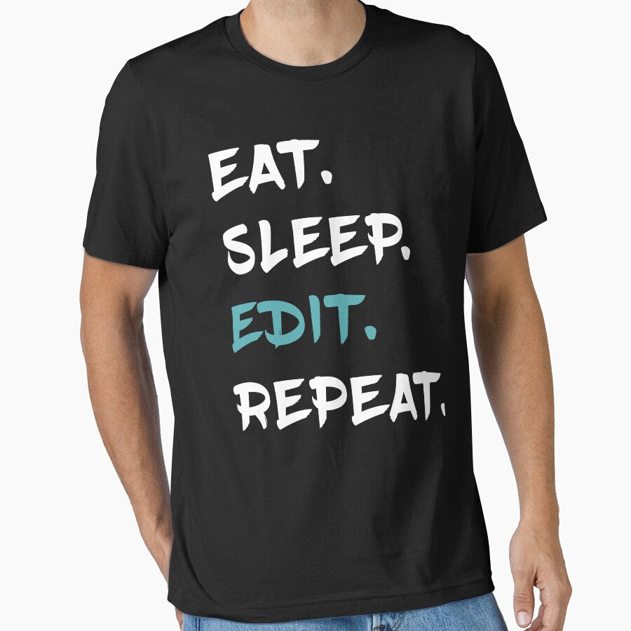 Eat Sleep Edit Repeat, Play Beach by ilizindotcom - Adult & Kids T-Shirts, Sweatshirts & Hoodies apparel design preview 1