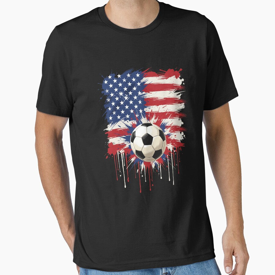 USA Soccer American Flag Patriotic Fan by SofenArt Unisex T-shirt, Sweatshirt, Hoodie, Long Sleeve Tee - T-Shirt, Sweatshirt, Hoodie