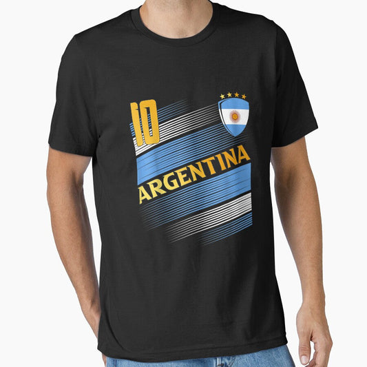 Argentina Soccer Argentinian Flag Football Retro 10 Jersey T-Shirt by Bobby-Bancel Unisex T-shirt, Sweatshirt, Hoodie, Long Sleeve Tee - T-Shirt, Sweatshirt, Hoodie