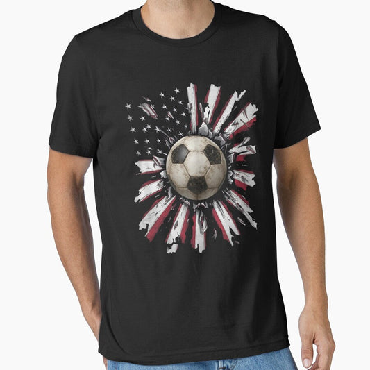 American Flag Soccer Ball Blast T-Shirt by LarryMBrown Unisex T-shirt, Sweatshirt, Hoodie, Long Sleeve Tee - T-Shirt, Sweatshirt, Hoodie