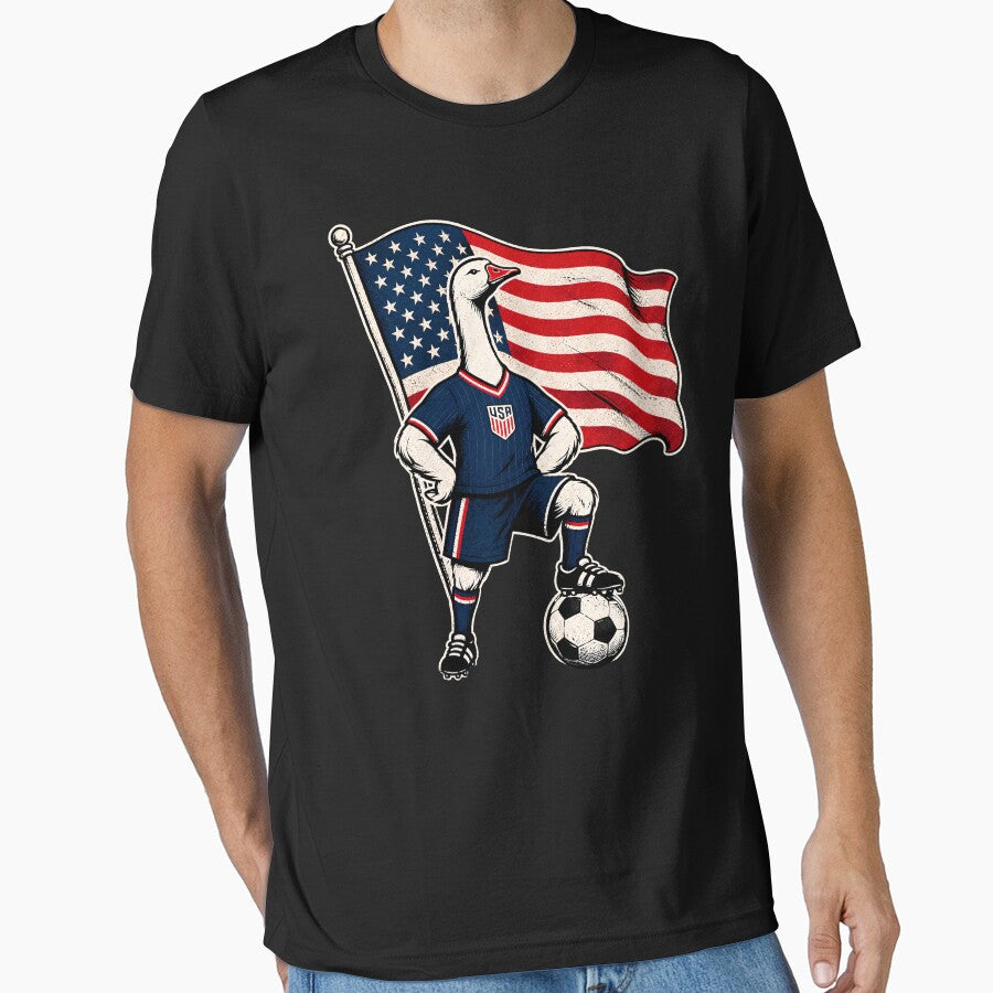 USA Soccer Goose  Patriotic American Football Fan by THREE LITTLE BEANS Unisex T-shirt, Sweatshirt, Hoodie, Long Sleeve Tee - T-Shirt, Sweatshirt, Hoodie