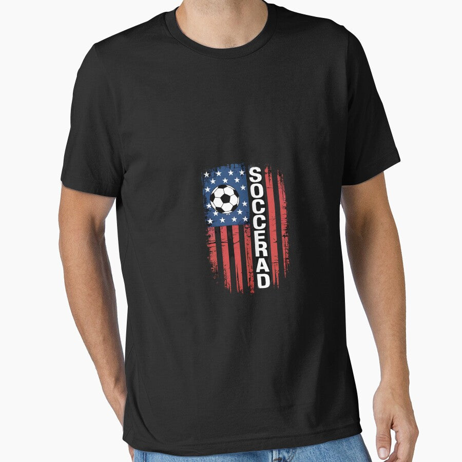 Soccer Dad USA flag All American Fathers by PowAcademy Unisex T-shirt, Sweatshirt, Hoodie, Long Sleeve Tee - T-Shirt, Sweatshirt, Hoodie