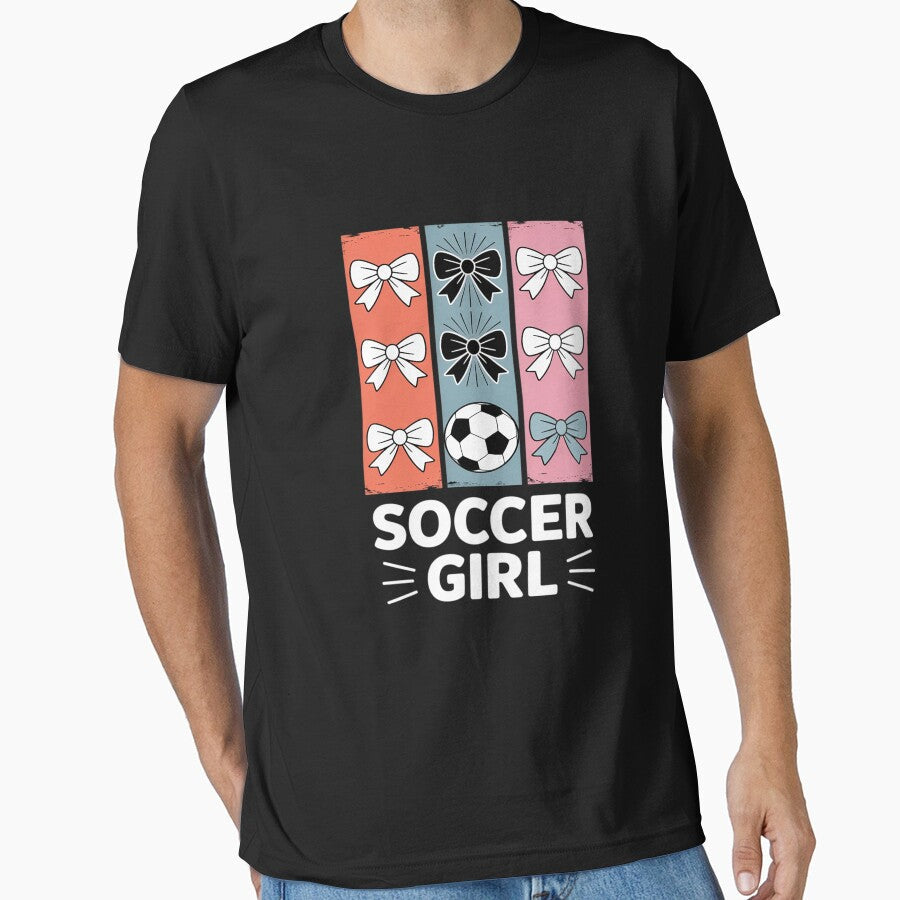 Cute Soccer Girl Coquette Bow Brushstroke by - Adult & Kids T-Shirts, Sweatshirts & Hoodies apparel design preview 1
