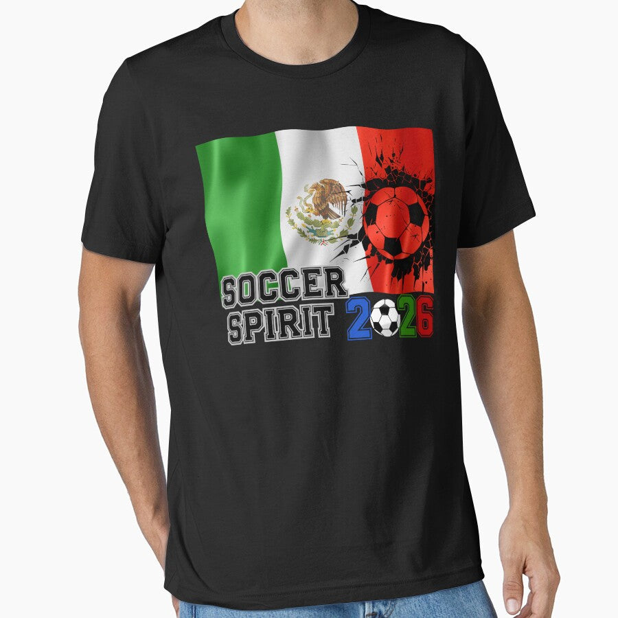Soccer Spirit 2026 Mexico Flag Football Breakthrough by area248 Unisex T-shirt, Sweatshirt, Hoodie, Long Sleeve Tee - T-Shirt, Sweatshirt, Hoodie