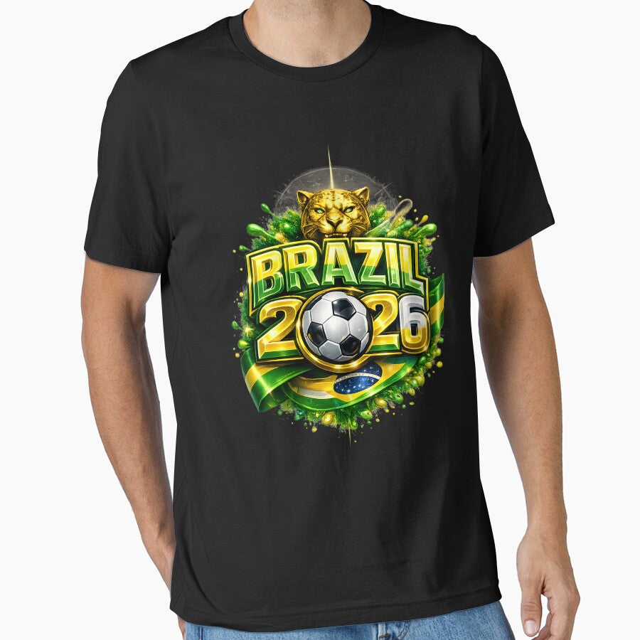 Brazil 2026 World Cup Soccer Graphic by Pix80Studio Unisex T-shirt, Sweatshirt, Hoodie, Long Sleeve Tee - T-Shirt, Sweatshirt, Hoodie