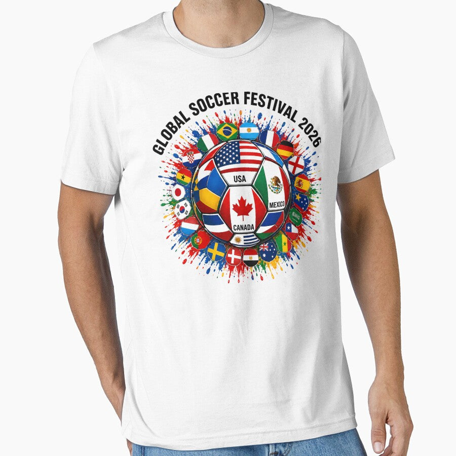 Global Soccer Festival 2026 | USA Mexico Canada Flags & Splatter Art by YIDOX Unisex T-shirt, Sweatshirt, Hoodie, Long Sleeve Tee - T-Shirt, Sweatshirt, Hoodie