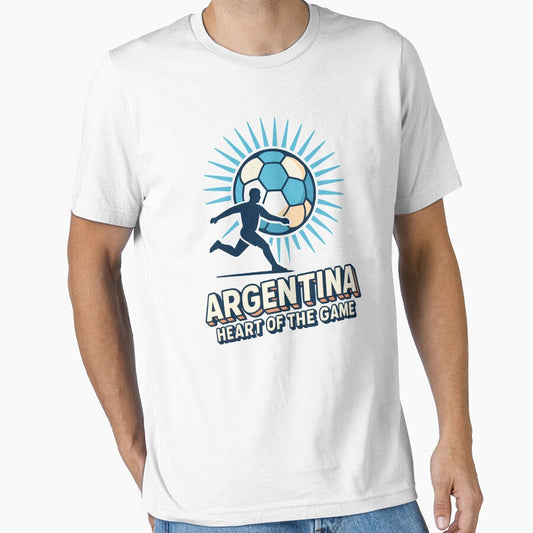 Argentina Heart of the Game  Retro Soccer Fan Design by PrintMastery Unisex T-shirt, Sweatshirt, Hoodie, Long Sleeve Tee - T-Shirt, Sweatshirt, Hoodie