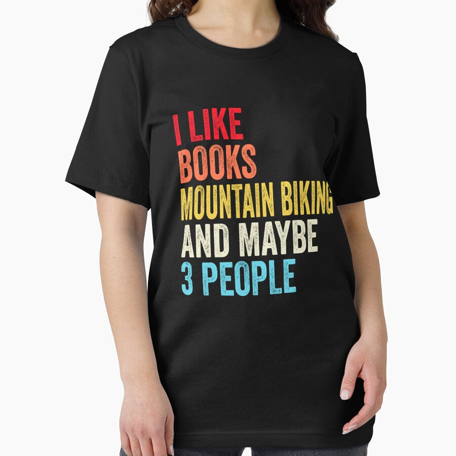 I Like Books Mountain Biking And Maybe Three People - Adult & Kids T-Shirts, Sweatshirts & Hoodies apparel design preview 2