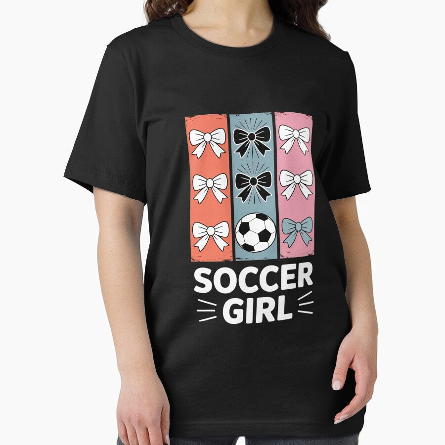 Cute Soccer Girl Coquette Bow Brushstroke by - Adult & Kids T-Shirts, Sweatshirts & Hoodies apparel design preview 2