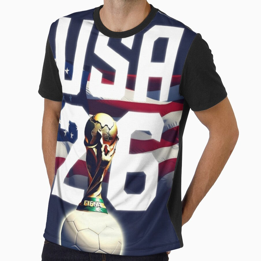 USA 2026 World Cup Host | Patriotic Soccer Ball & Flag Sticker by Ayush Shop Unisex T-shirt, Sweatshirt, Hoodie, Long Sleeve Tee - T-Shirt, Sweatshirt, Hoodie