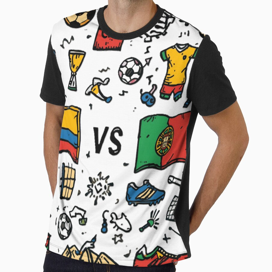 Colombia vs Portugal World Cup 2026 Doodle - Father's Day Gift Football. by GeoandHome Unisex T-shirt, Sweatshirt, Hoodie, Long Sleeve Tee - T-Shirt, Sweatshirt, Hoodie