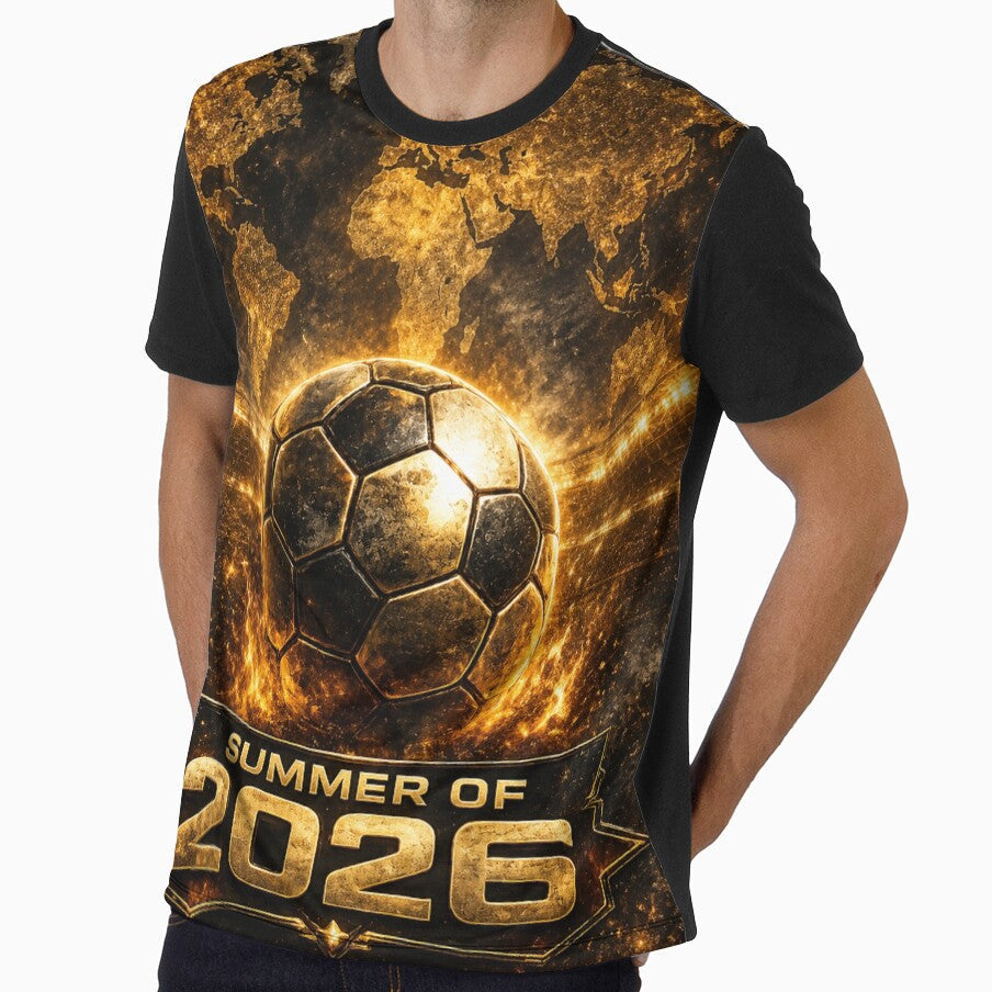 Golden Soccer Summer of 2026 by KI-Kunstwerk Unisex T-shirt, Sweatshirt, Hoodie, Long Sleeve Tee - T-Shirt, Sweatshirt, Hoodie