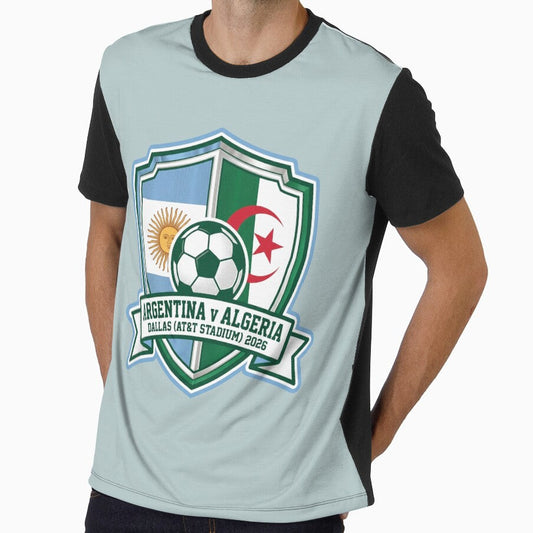 Argentina vs Algeria Soccer Match Crest Dallas 2026 by Pride Emblem Prints Unisex T-shirt, Sweatshirt, Hoodie, Long Sleeve Tee - T-Shirt, Sweatshirt, Hoodie