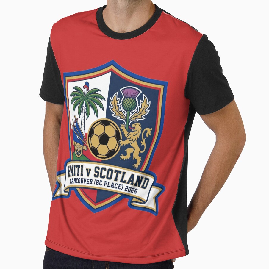 Haiti vs Scotland Soccer Crest Vancouver 2026 Match Vibe by Pride Emblem Prints Unisex T-shirt, Sweatshirt, Hoodie, Long Sleeve Tee - T-Shirt, Sweatshirt, Hoodie