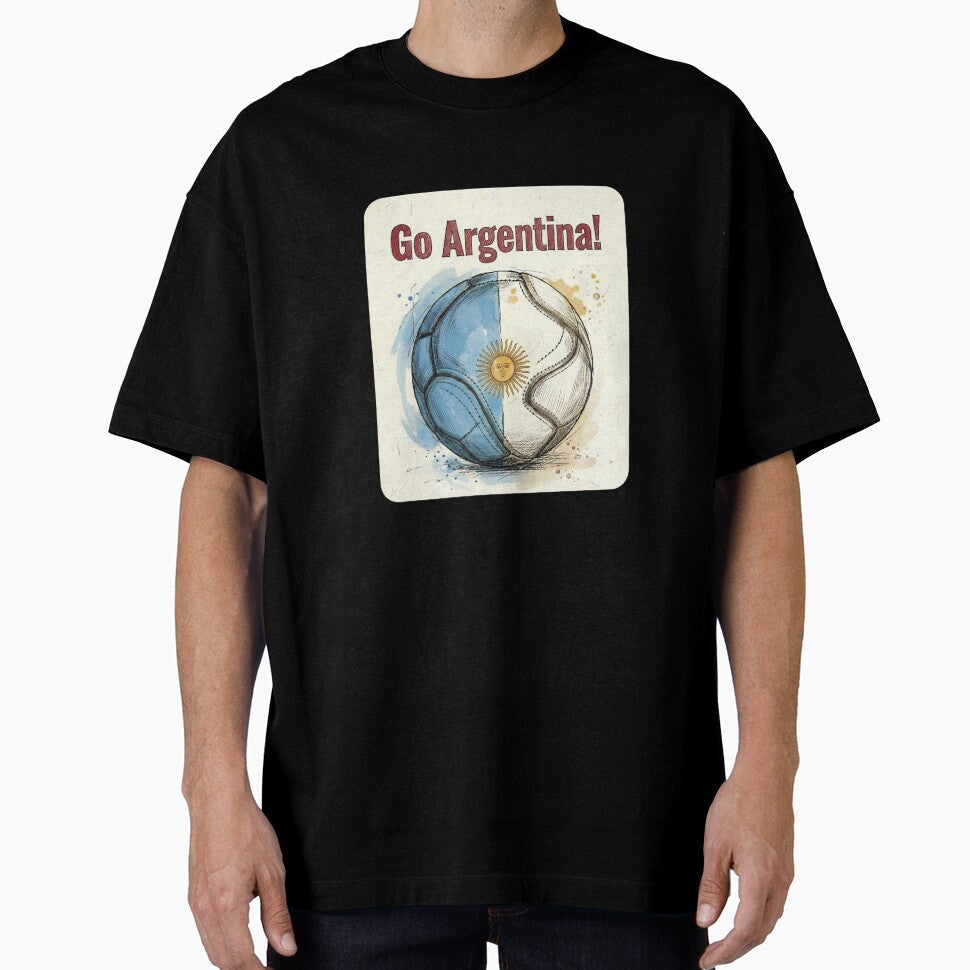 Go Argentina Soccer Ball Flag | Argentinian Football Fan Graphic Tee by PryntedLabs Unisex T-shirt, Sweatshirt, Hoodie, Long Sleeve Tee - T-Shirt, Sweatshirt, Hoodie