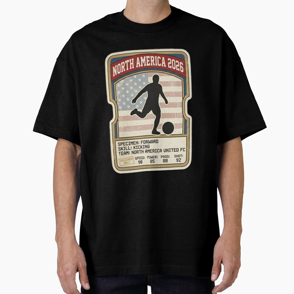 North America 2026 Vintage Football Player Card by Silent-Words Unisex T-shirt, Sweatshirt, Hoodie, Long Sleeve Tee - T-Shirt, Sweatshirt, Hoodie
