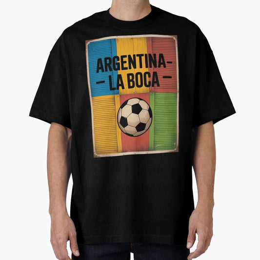 Argentina La Boca 2026 Vintage Football Poster - Buenos Aires Caminito World Cup Football Fan Design by SofDelAtlas - T-Shirt, Sweatshirt, Hoodie