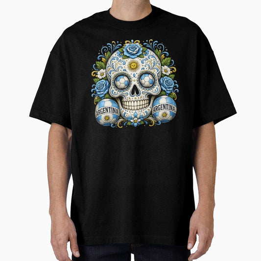 Argentina Soccer Skull by ShadowLabStudio Unisex T-shirt, Sweatshirt, Hoodie, Long Sleeve Tee - T-Shirt, Sweatshirt, Hoodie