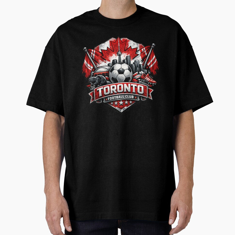 Toronto Soccer Design Canada Football Graphic Shirt Maple Leaf Toronto Skyline Fan Art Sports Tee Gift for Soccer Fans by GarnerSupplyCo - T-Shirt, Sweatshirt, Hoodie