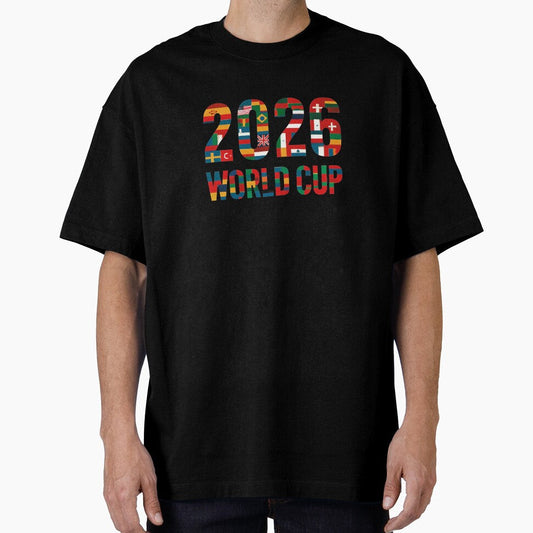 2026 World Cup Flags Typography by Khadigadesings Unisex T-shirt, Sweatshirt, Hoodie, Long Sleeve Tee - T-Shirt, Sweatshirt, Hoodie