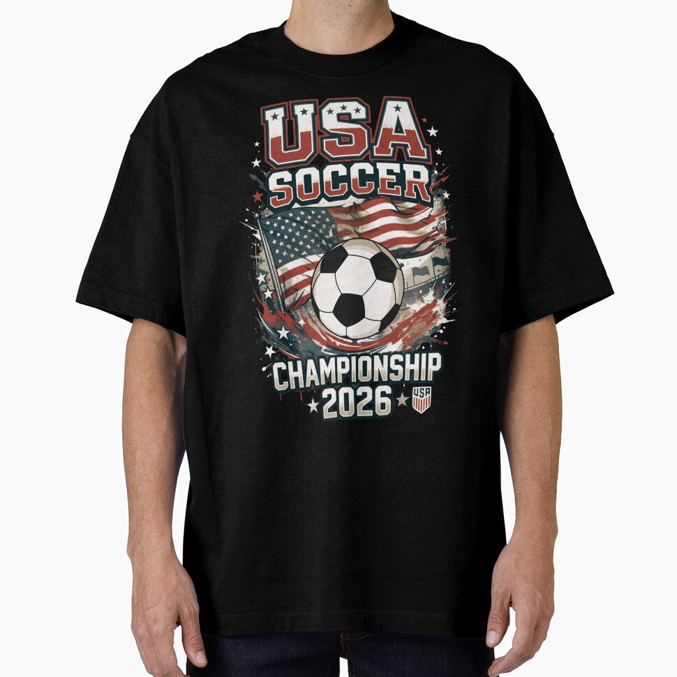 USA Soccer Championship 2026 Vintage Patriotic Football Design by MeowTouch Art Unisex T-shirt, Sweatshirt, Hoodie, Long Sleeve Tee - T-Shirt, Sweatshirt, Hoodie