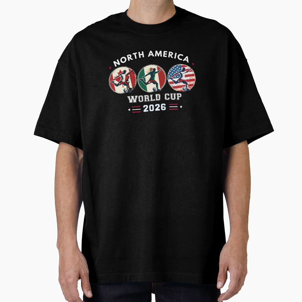 North America World Cup 2026 USA Canada Mexico Soccer Fan Design by Raygunes Unisex T-shirt, Sweatshirt, Hoodie, Long Sleeve Tee - T-Shirt, Sweatshirt, Hoodie