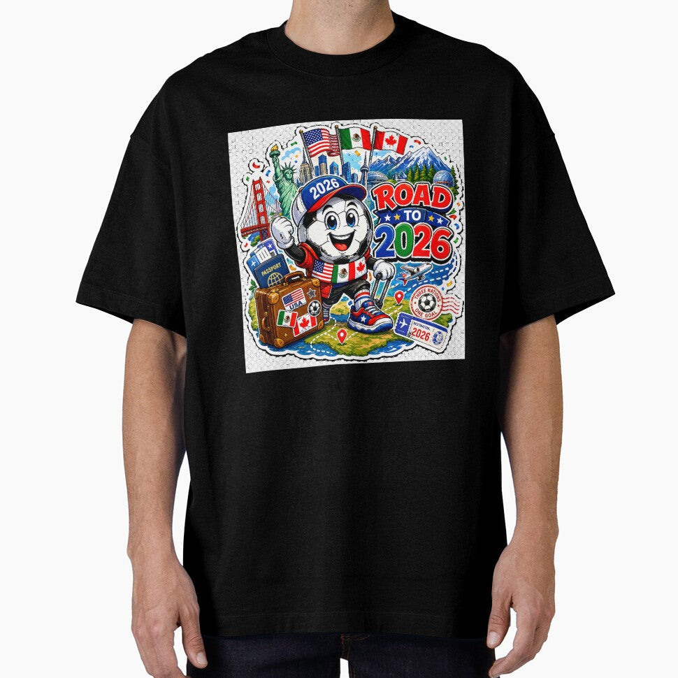 Road to 2026 Football Travel by Puraenergia Stickers Unisex T-shirt, Sweatshirt, Hoodie, Long Sleeve Tee - T-Shirt, Sweatshirt, Hoodie