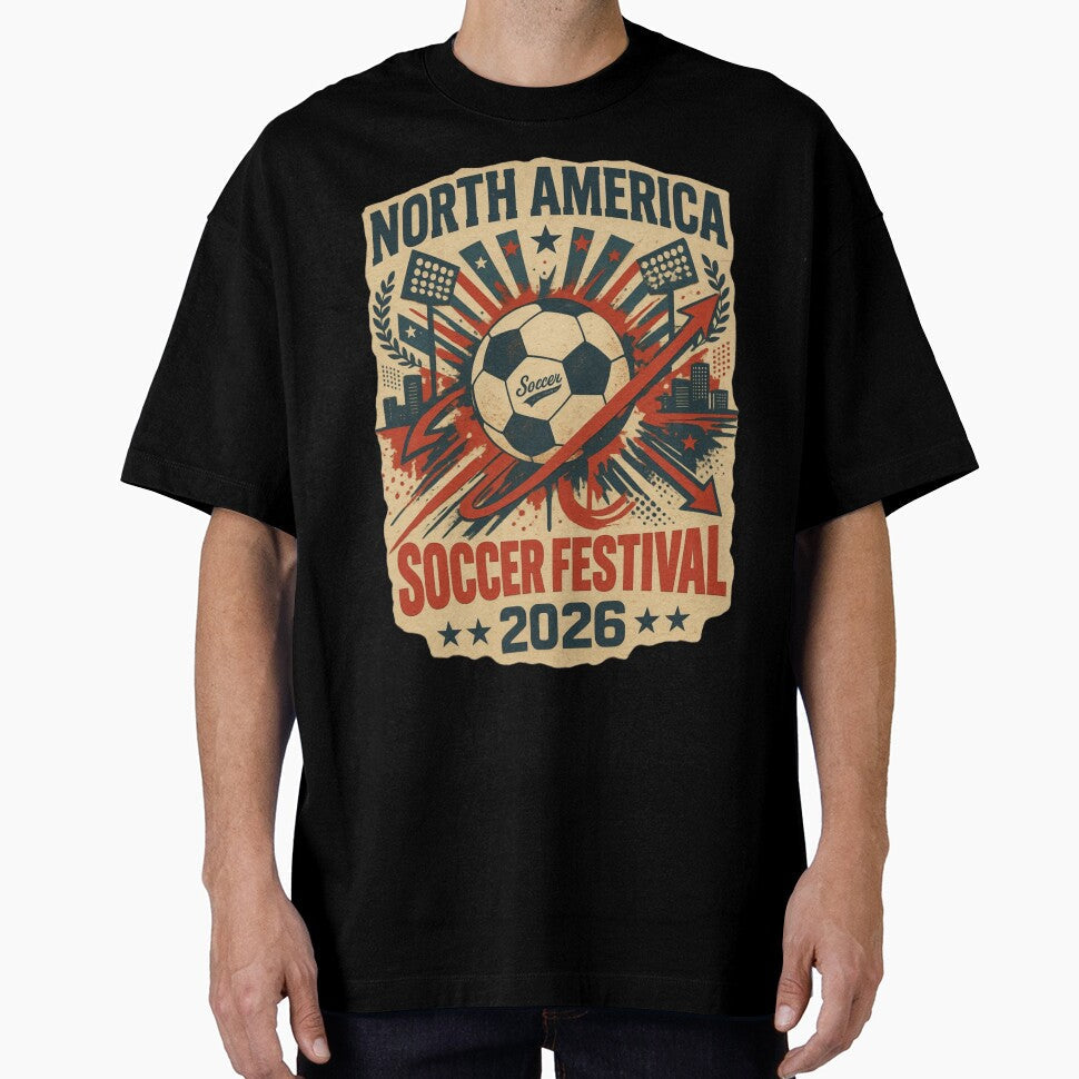 North America Soccer Festival 2026 Vintage Retro Sports Design by MeowTouch Art Unisex T-shirt, Sweatshirt, Hoodie, Long Sleeve Tee - T-Shirt, Sweatshirt, Hoodie