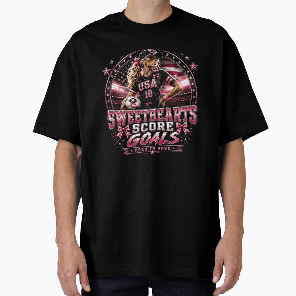 Sweethearts Score Goals | Coquette Soccer Girl Road To 2026 Sports Fashion Design by Prime legend - T-Shirt, Sweatshirt, Hoodie
