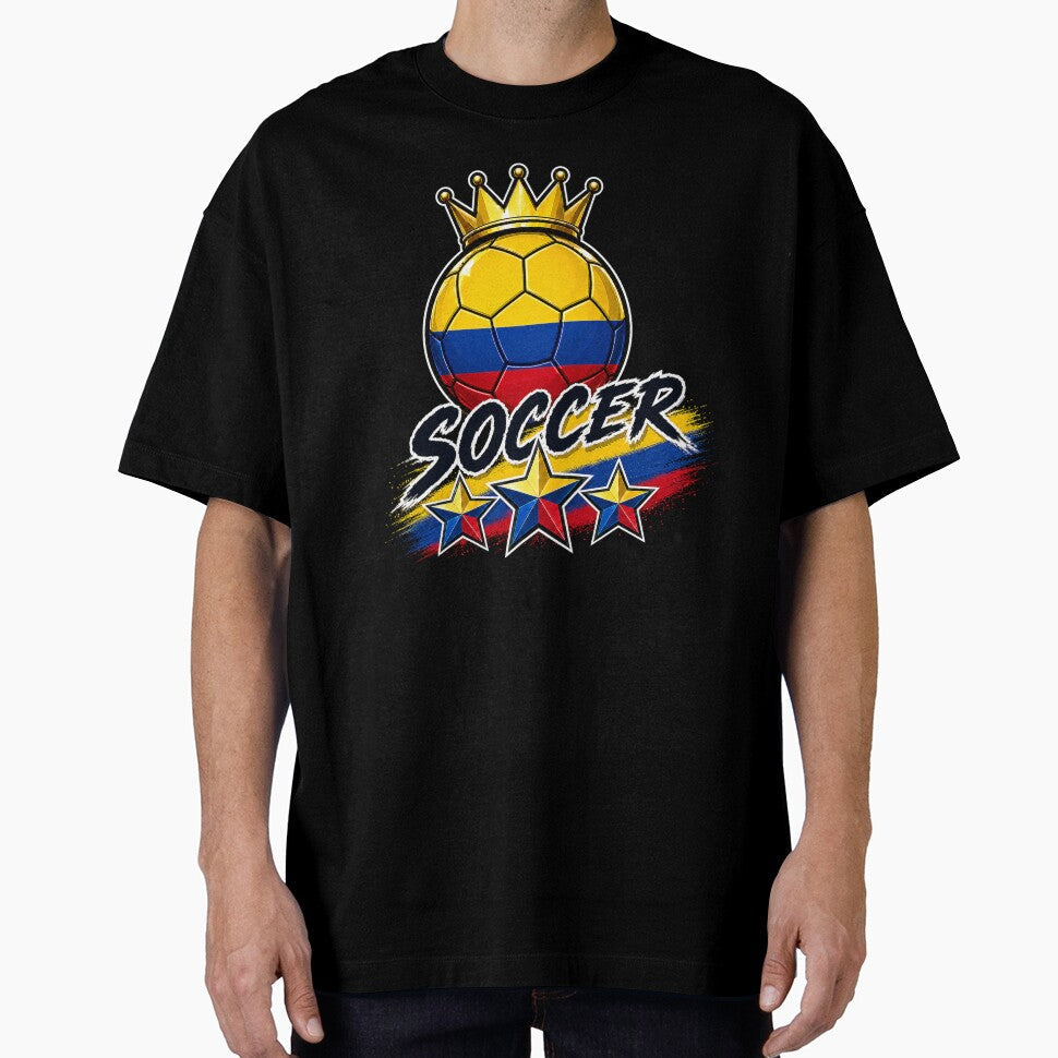 Vintage Columbia flag Crowned Soccer Ball by QuiteOrbit Unisex T-shirt, Sweatshirt, Hoodie, Long Sleeve Tee - T-Shirt, Sweatshirt, Hoodie