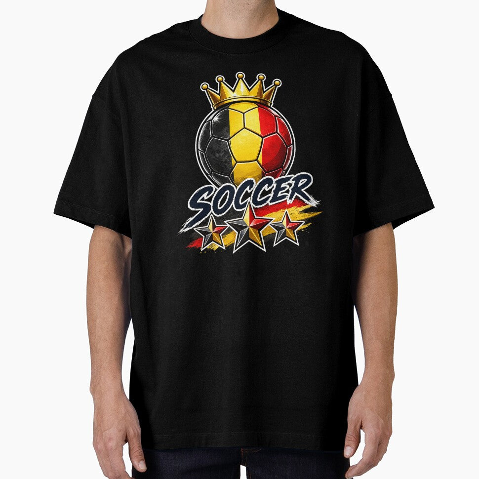 Vintage Belgium flag Crowned Soccer Ball by QuiteOrbit Unisex T-shirt, Sweatshirt, Hoodie, Long Sleeve Tee - T-Shirt, Sweatshirt, Hoodie