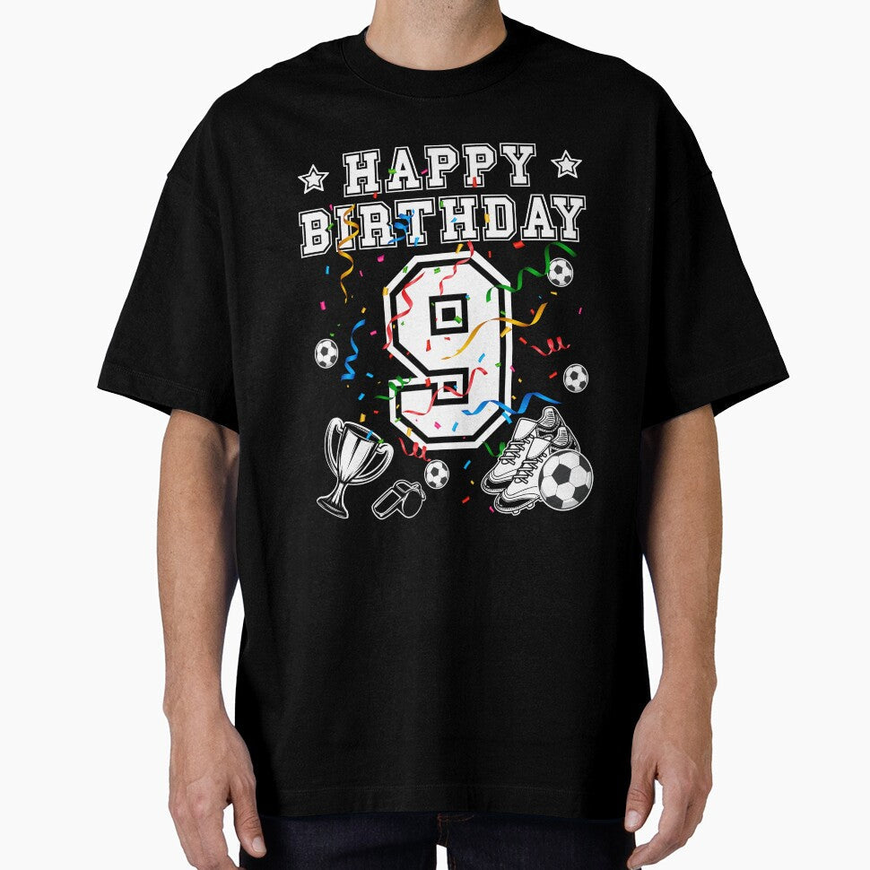 Soccer Birthday 9 Years jersey ball by -Designs - Adult & Kids T-Shirts, Sweatshirts & Hoodies apparel design preview 1