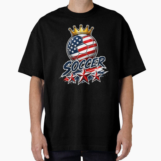 America Flag Crowned Soccer Ball by QuiteOrbit Unisex T-shirt, Sweatshirt, Hoodie, Long Sleeve Tee - T-Shirt, Sweatshirt, Hoodie
