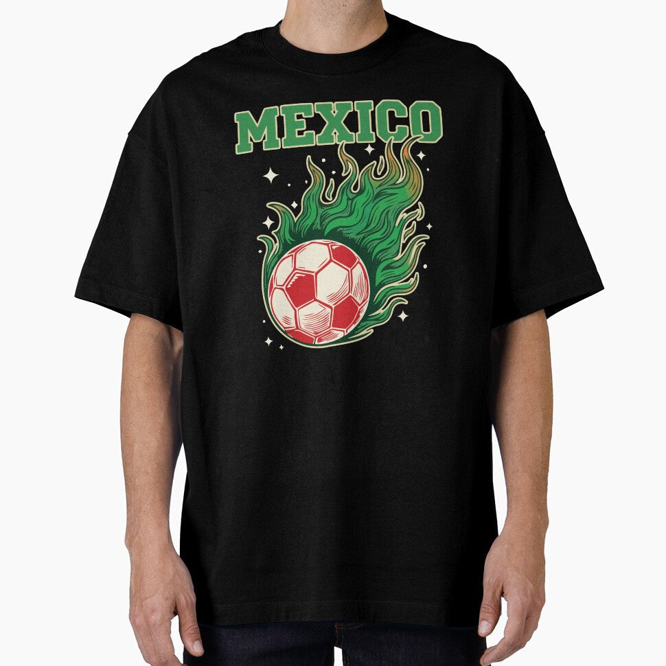 Mexico Soccer Flaming Ball Retro Football Fan Art by BrownHorse90s Unisex T-shirt, Sweatshirt, Hoodie, Long Sleeve Tee - T-Shirt, Sweatshirt, Hoodie