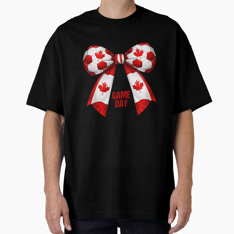 Canada Soccer Bow Maple Leaf Game Day Football Fan Pride by MuniraWearify Unisex T-shirt, Sweatshirt, Hoodie, Long Sleeve Tee - T-Shirt, Sweatshirt, Hoodie