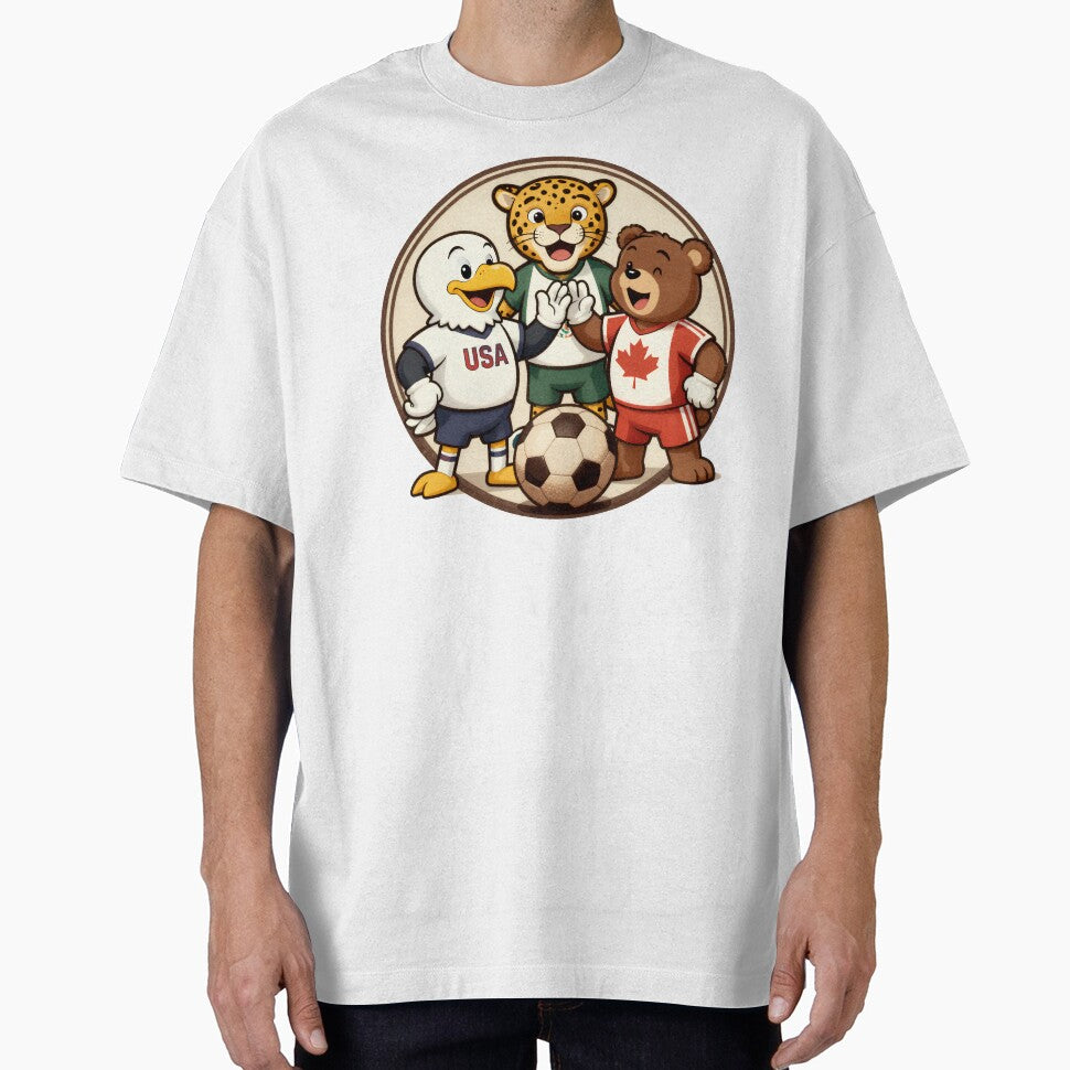 USA Canada Mexico Football Animal Mascots by Gallery-yuuna Unisex T-shirt, Sweatshirt, Hoodie, Long Sleeve Tee - T-Shirt, Sweatshirt, Hoodie