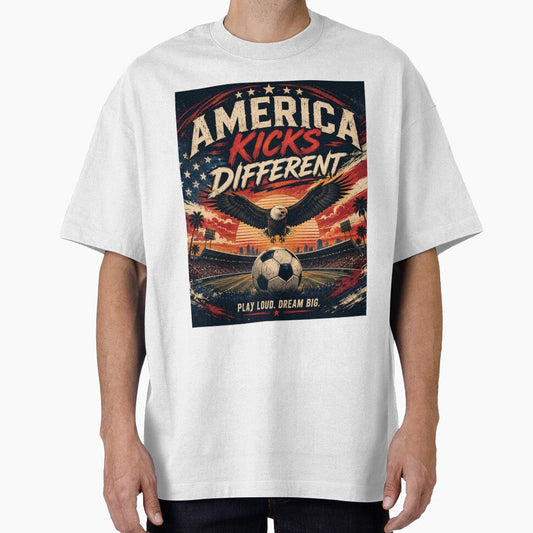 America Kicks Different  Vintage USA Soccer Eagle Retro Sports Poster by Bizertart Unisex T-shirt, Sweatshirt, Hoodie, Long Sleeve Tee - T-Shirt, Sweatshirt, Hoodie