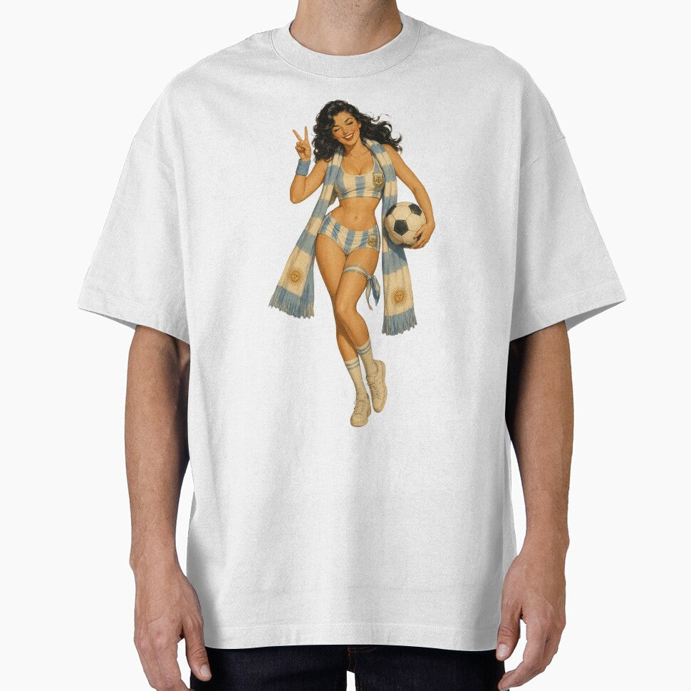 Vintage Football Fan Pinup  Retro Soccer Spirit Girl by Cosplayvintage Unisex T-shirt, Sweatshirt, Hoodie, Long Sleeve Tee - T-Shirt, Sweatshirt, Hoodie