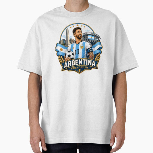 Argentine Number 10 Football Crest by Retro Arabica Unisex T-shirt, Sweatshirt, Hoodie, Long Sleeve Tee - T-Shirt, Sweatshirt, Hoodie