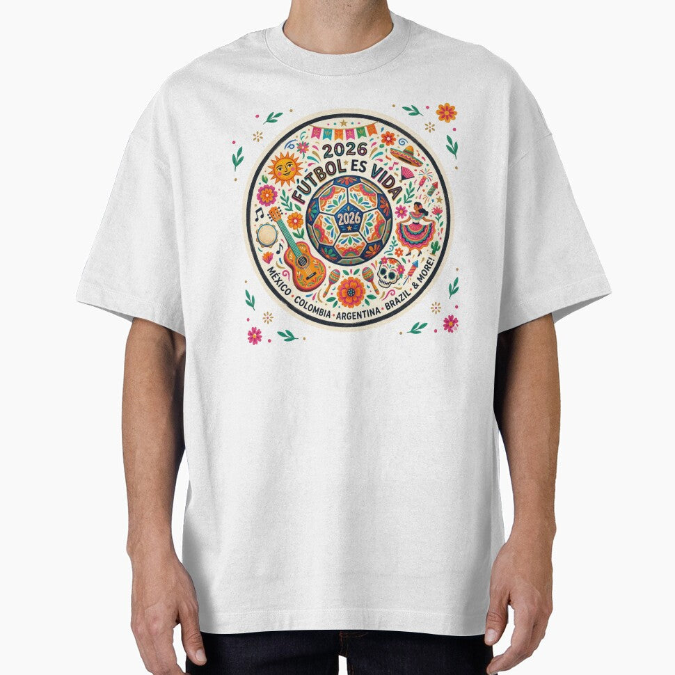 Ftbol es Vida  Latin Football Fiesta Art Mexico Colombia Brazil by KariGoStudio Unisex T-shirt, Sweatshirt, Hoodie, Long Sleeve Tee - T-Shirt, Sweatshirt, Hoodie