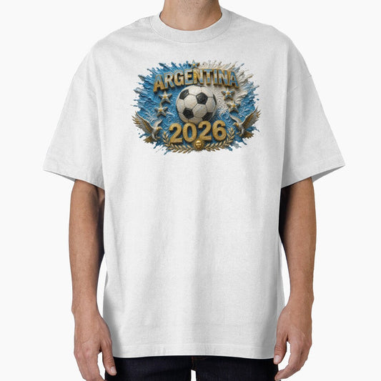 Argentina Soccer Typography Art | 2026 Tournament by BrickByDream Unisex T-shirt, Sweatshirt, Hoodie, Long Sleeve Tee - T-Shirt, Sweatshirt, Hoodie